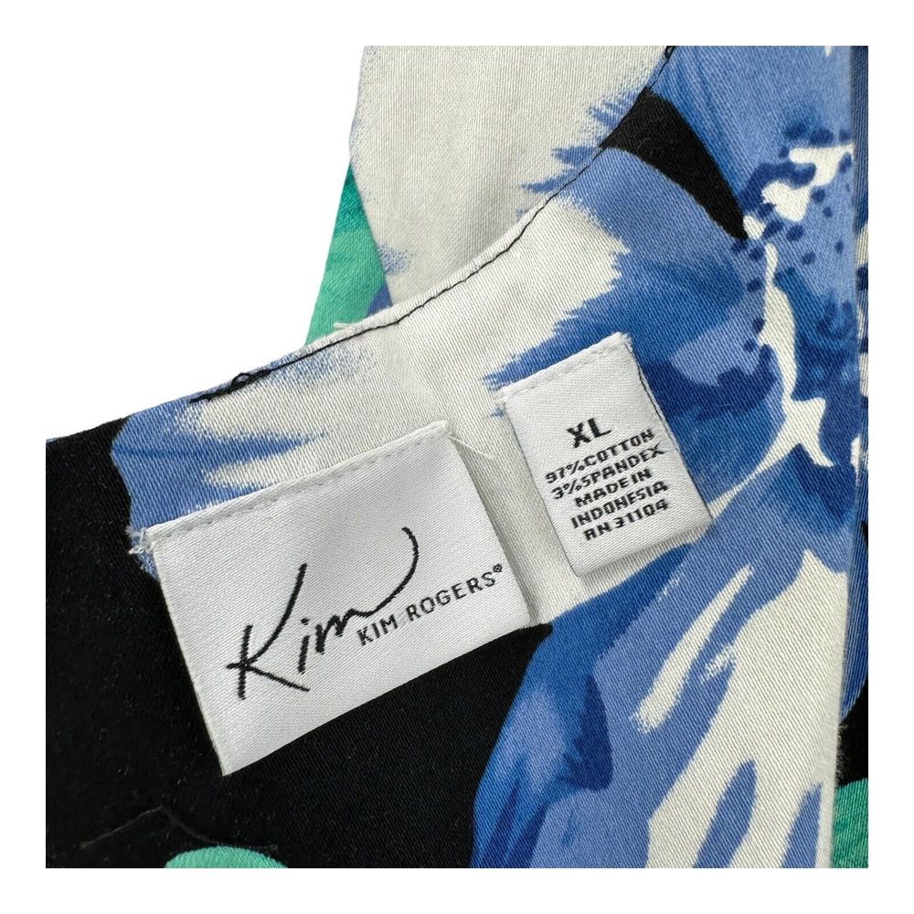 Kim Rogers Dress with Shrug Size XL Midi Blue Floral Midi Career Cotton Stretch - Picture 7 of 10